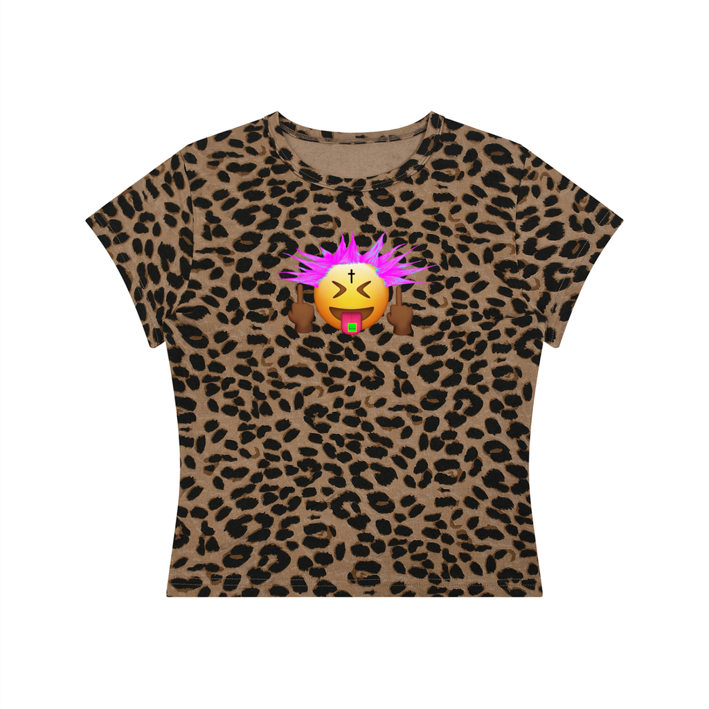 PINK PUNKMOJI LEOPARD CROP TOP INFINITYSTAR TEE