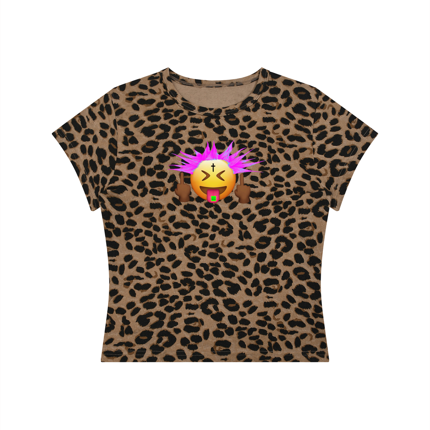 PINK PUNKMOJI LEOPARD CROP TOP INFINITYSTAR TEE