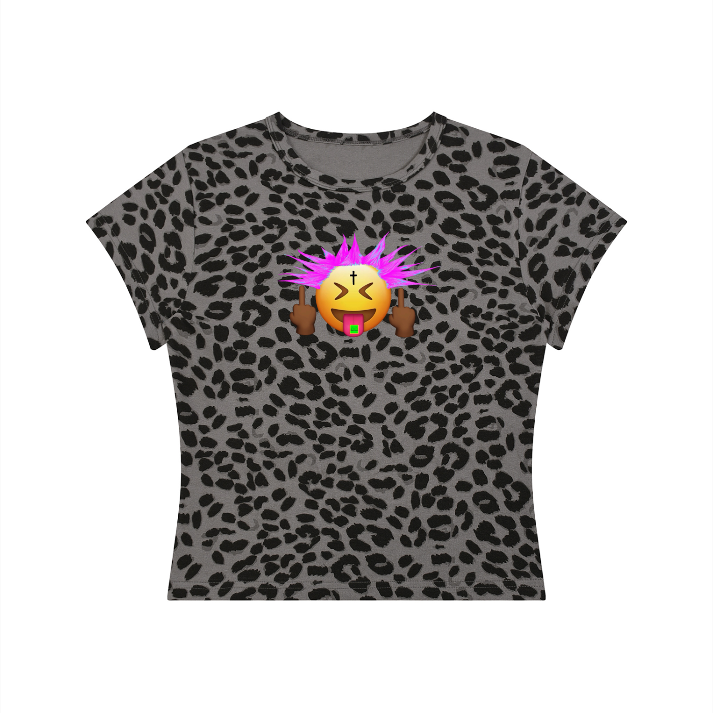 PINK PUNKMOJI LEOPARD CROP TOP INFINITYSTAR TEE